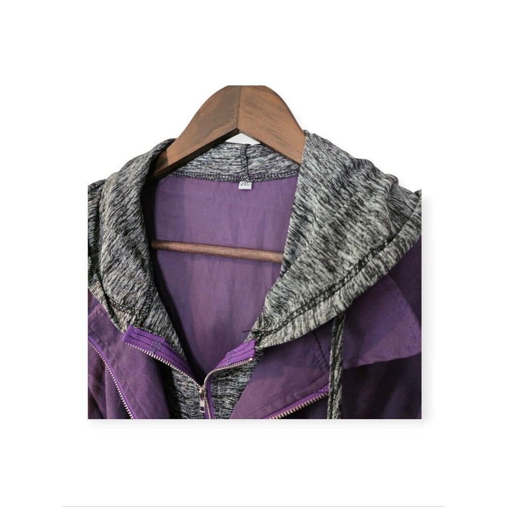 SHEIN Curve Purple Hooded Double Zip Utility Jacket Coat 2XL - Picture 3 of 6